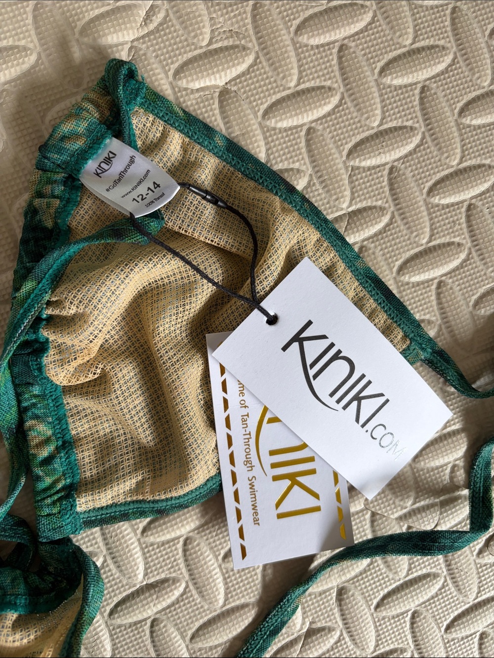 KINKI.COM Santorini Green Marble Triangle Bikini Top Size 12-14 - Picture 3 of 3